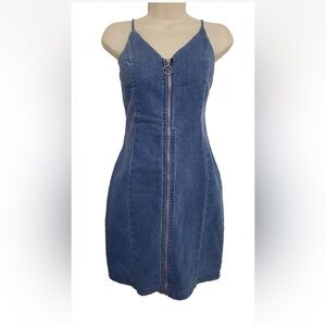 💙 Denim Bustier V Neck Bodycon Mini Dress Size Medium Blue Jean Nordstrom
